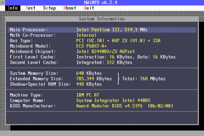 1|5: HWInfo: System Information.