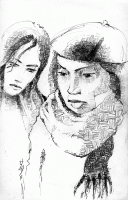 3/3: Auf das Mobiltelefon starrend.