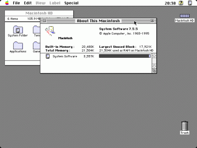 4|4: <q>&Uuml;ber diesen Mac</q> zeigt 20MB.