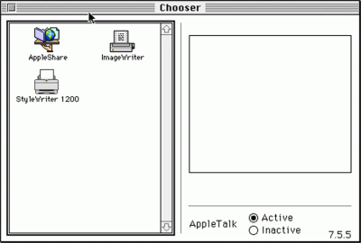 3|9: Das Chooser-Fenster.