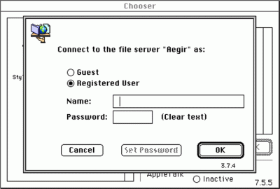 8|9: Der Server fragt nach Zugangsdaten...