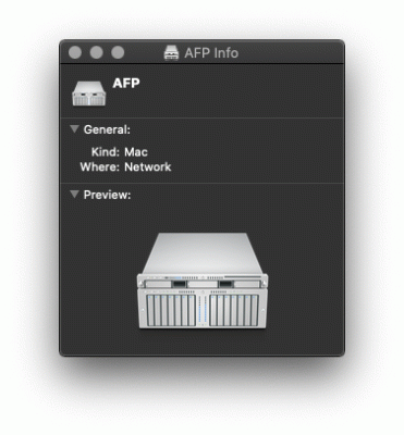 1|11: Mein netatalk-basierter AFP-Server aus Sicht eines Clients mit macOS Catalina.