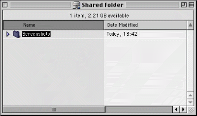 10|11: Die mit Mac OS 9 gemountete AFP-Freigabe.