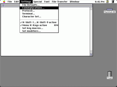 2|7: The Settings menu.